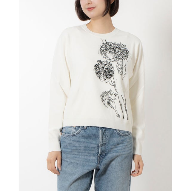 
                    M. Christian Lacroix 花刺繍 セーター （ホワイト）