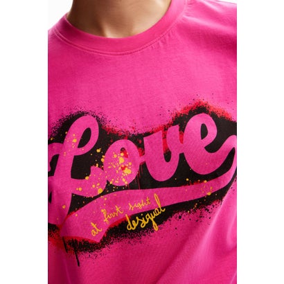 デシグアル Desigual Love グラフィティTシャツ （ピンク/レッド）｜詳細画像
