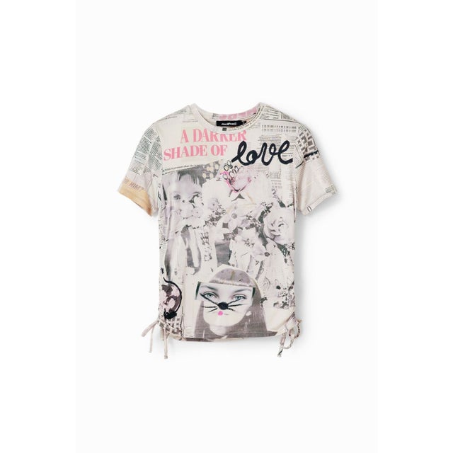 ニュースペーパー スリムギャザーTシャツ （ホワイト）