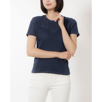 デシグアル Desigual 透かし編み パッチワーク Tシャツ （ブルー）｜詳細画像