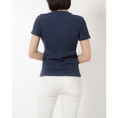 デシグアル Desigual 透かし編み パッチワーク Tシャツ （ブルー）｜詳細画像