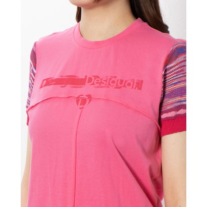 デシグアル Desigual ロゴ&ステッチ Tシャツ （ピンク/レッド）｜詳細画像