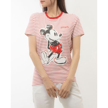 デシグアル Desigual ミッキーマウス ストライプTシャツ （ピンク/レッド）｜詳細画像
