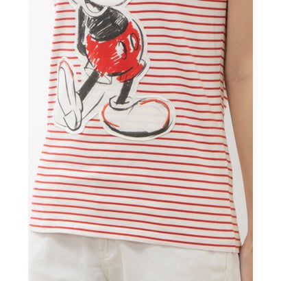 デシグアル Desigual ミッキーマウス ストライプTシャツ （ピンク/レッド）｜詳細画像