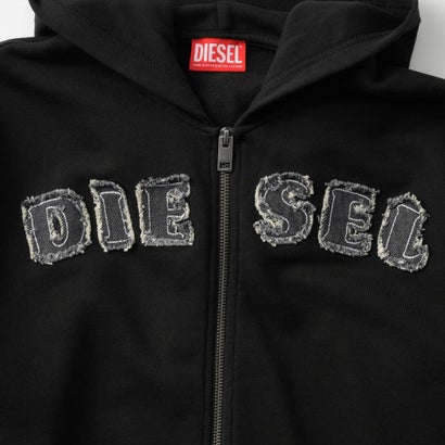 パーカー キッズ ZIP-UP HOODIE WITH FRAYED LOGO LETTERS J02986 0GEAD （ブラック(K900)）｜詳細画像