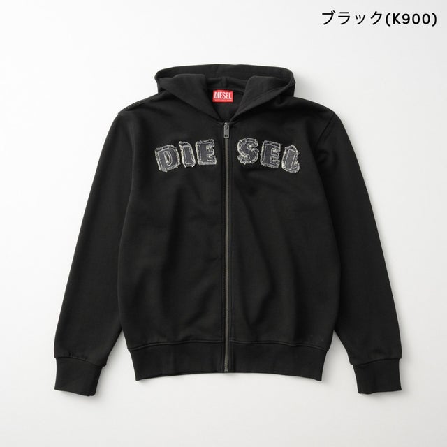 パーカー キッズ ZIP-UP HOODIE WITH FRAYED LOGO LETTERS J02986 0GEAD （ブラック(K900)）