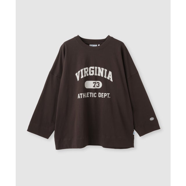 カレッジロゴ ドロップショルダー ワイドシルエット長袖Tシャツ （スミクロ）