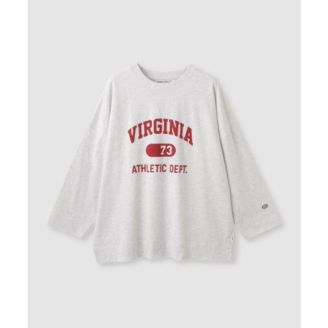 カレッジロゴ ドロップショルダー ワイドシルエット長袖Tシャツ （オートミール）