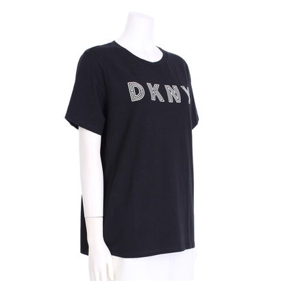 ダナキャランニューヨーク DKNY セール仕入れ☆ブラックxホワイトロゴプリント半袖Tシャツ｜詳細画像