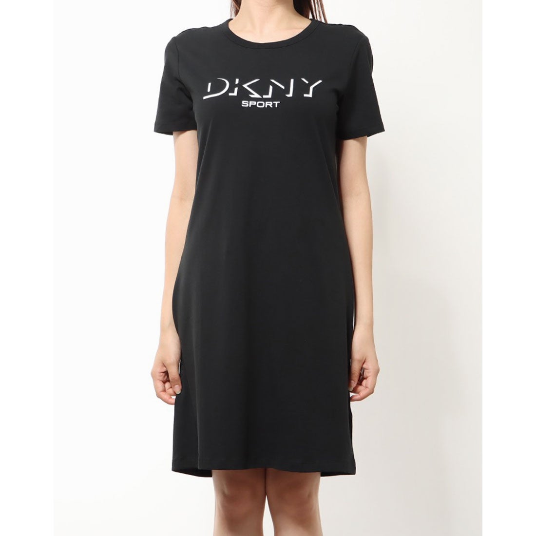 ダナキャランニューヨーク DKNY ☆ロゴプリント半袖Tシャツワンピース 