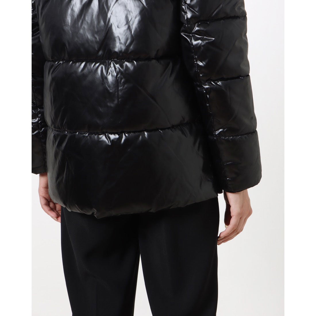 ダナキャランニューヨーク DKNY ファウックス・ファー・トリム 取外可能フード 内ポケット付パファーコート 定価US＄250 （ブラック