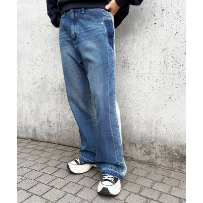 ダブルネーム DOUBLE NAME MIX DENIM フレアパンツ （インディゴ）｜詳細画像