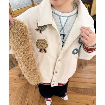 ダブルネーム DOUBLE NAME Rosette badge  2WAYボア衿スタジャン （ブラウン）｜詳細画像