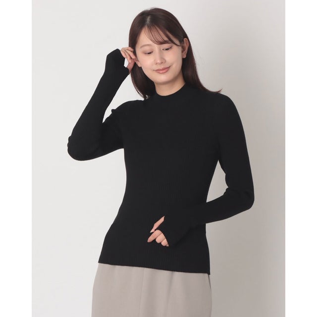 マシンウォッシャブルハイネックリブニット （BLK）