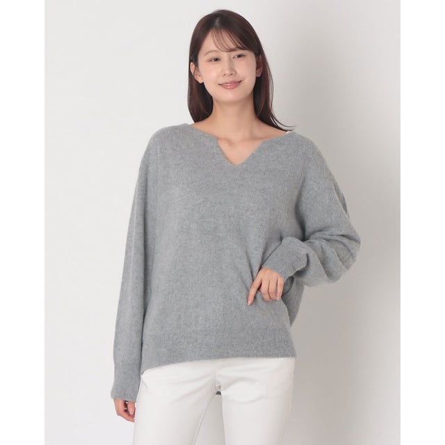 カシミヤウールキーネックニットプルオーバー （GRY）