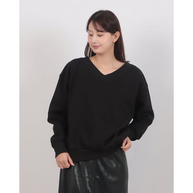 裏起毛Vネック前後2WAYプルオーバー （BLK）