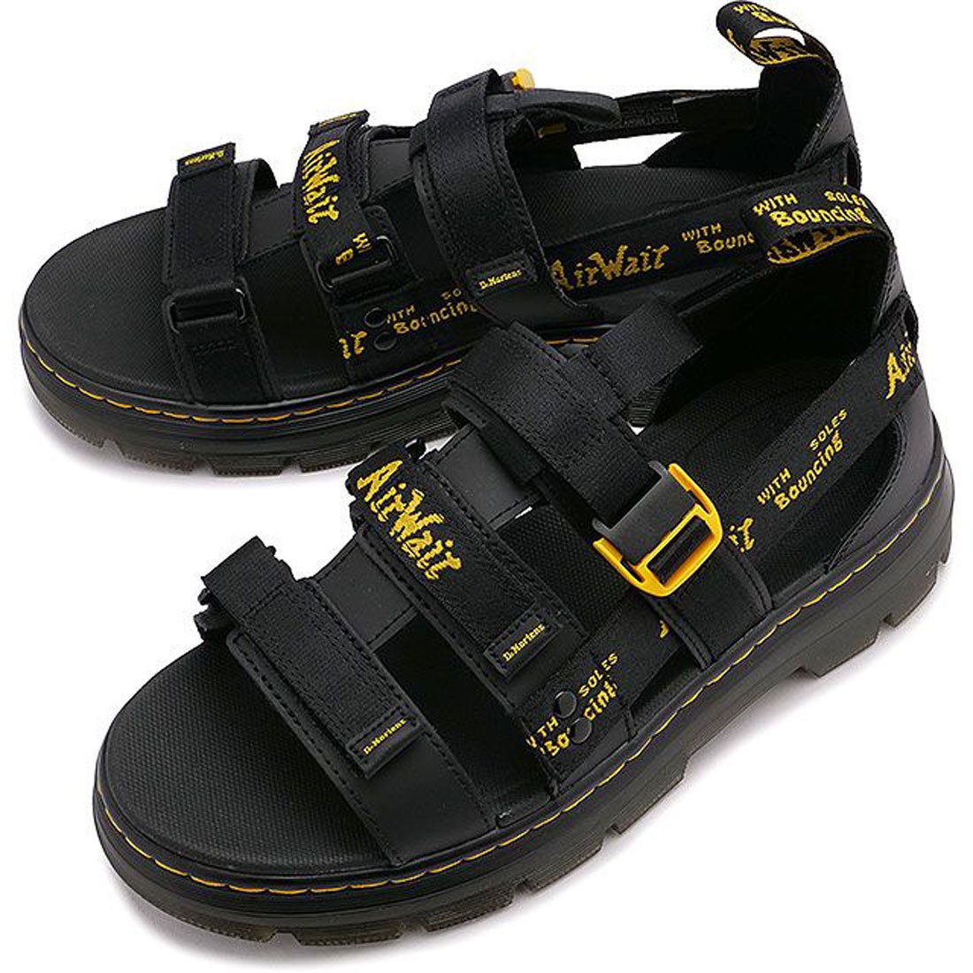 ドクターマーチン Dr.Martens Pearson II Black Lustre Coated Leather &  Black/Dms-Yellow [30822001 SS23] （Black/Dms）