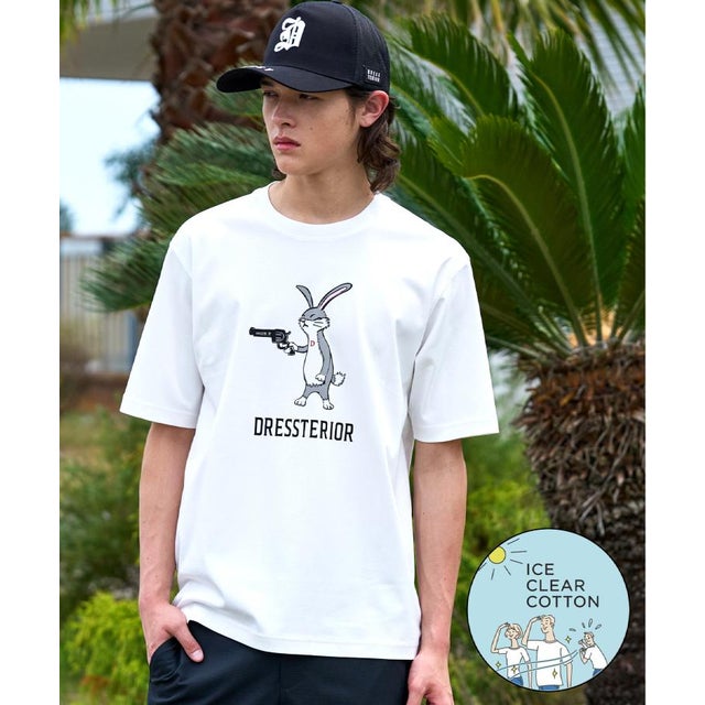 【接触冷感／抗菌防臭／消臭】ICE CLEAR COTTON ガンラビットTシャツ （ホワイト(001)）