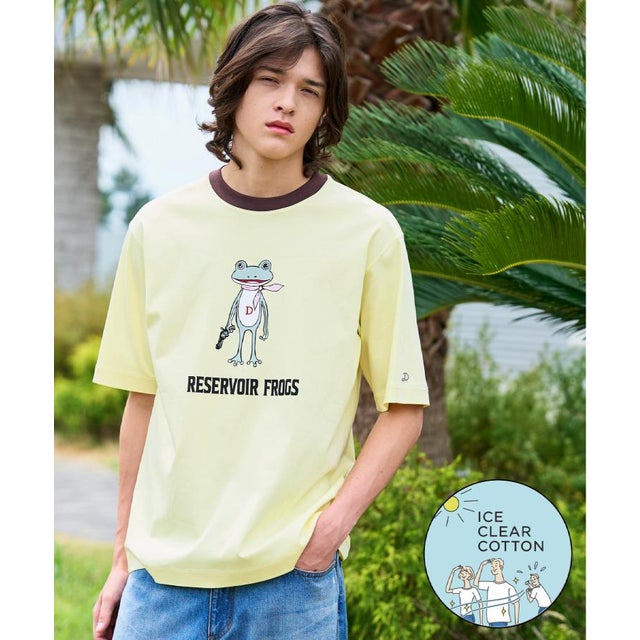 【接触冷感／抗菌防臭／消臭】ICE CLEAR COTTON フロッグオーバーフィットTシャツ （ライトイエロー(030)）