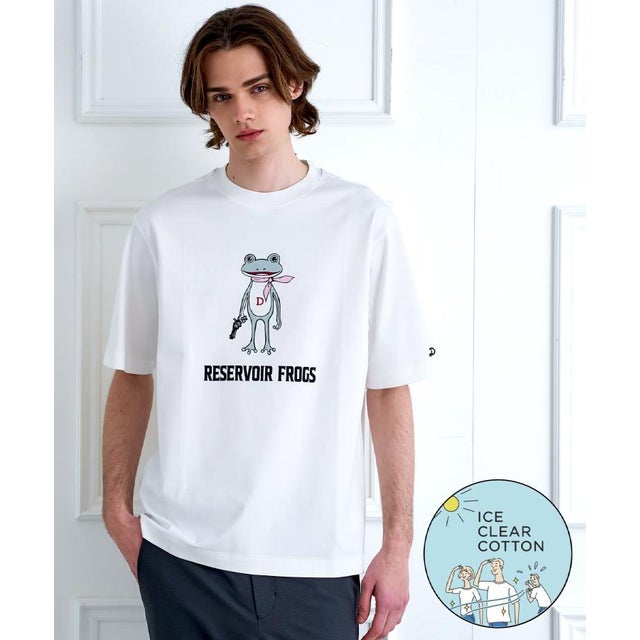 【接触冷感／抗菌防臭／消臭】ICE CLEAR COTTON フロッグオーバーフィットTシャツ （ホワイト(001)）