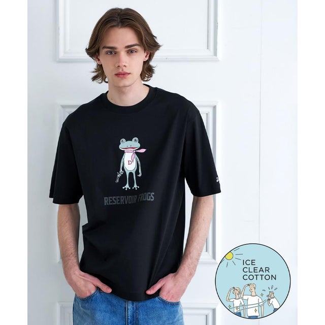 【接触冷感／抗菌防臭／消臭】ICE CLEAR COTTON フロッグオーバーフィットTシャツ （ブラック(019)）