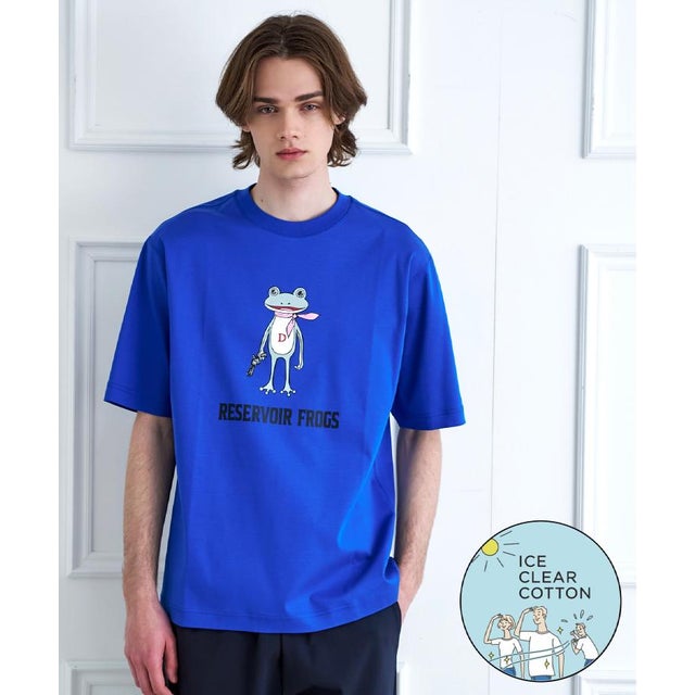 【接触冷感／抗菌防臭／消臭】ICE CLEAR COTTON フロッグオーバーフィットTシャツ （ブルー(093)）