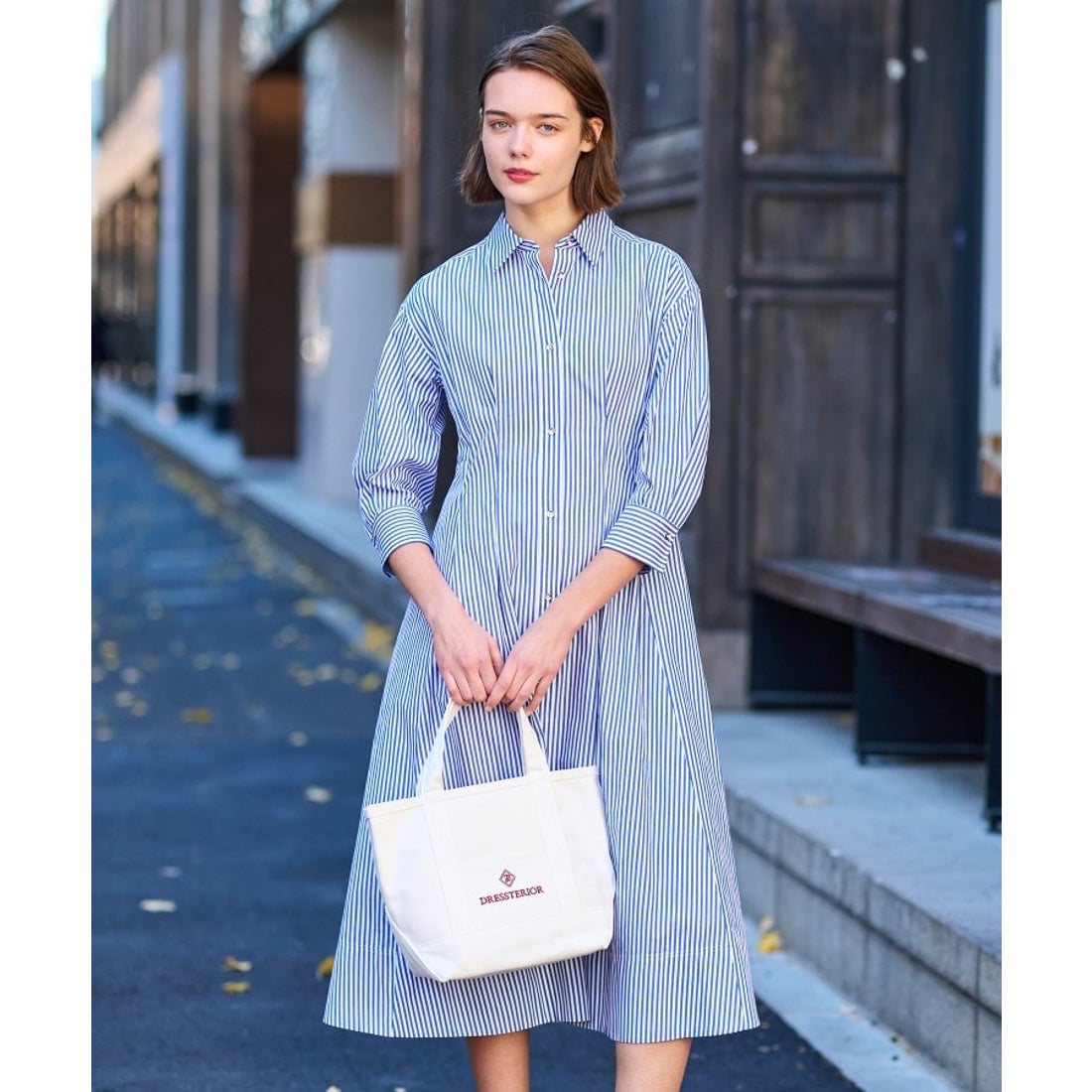 ドレステリア DRESSTERIOR ストライプウエストシェイプワンピース