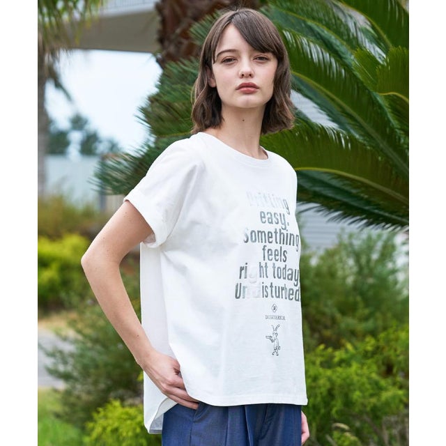 ◆箔プリントドルマンスリーブ Tシャツ （オフホワイト(003)）