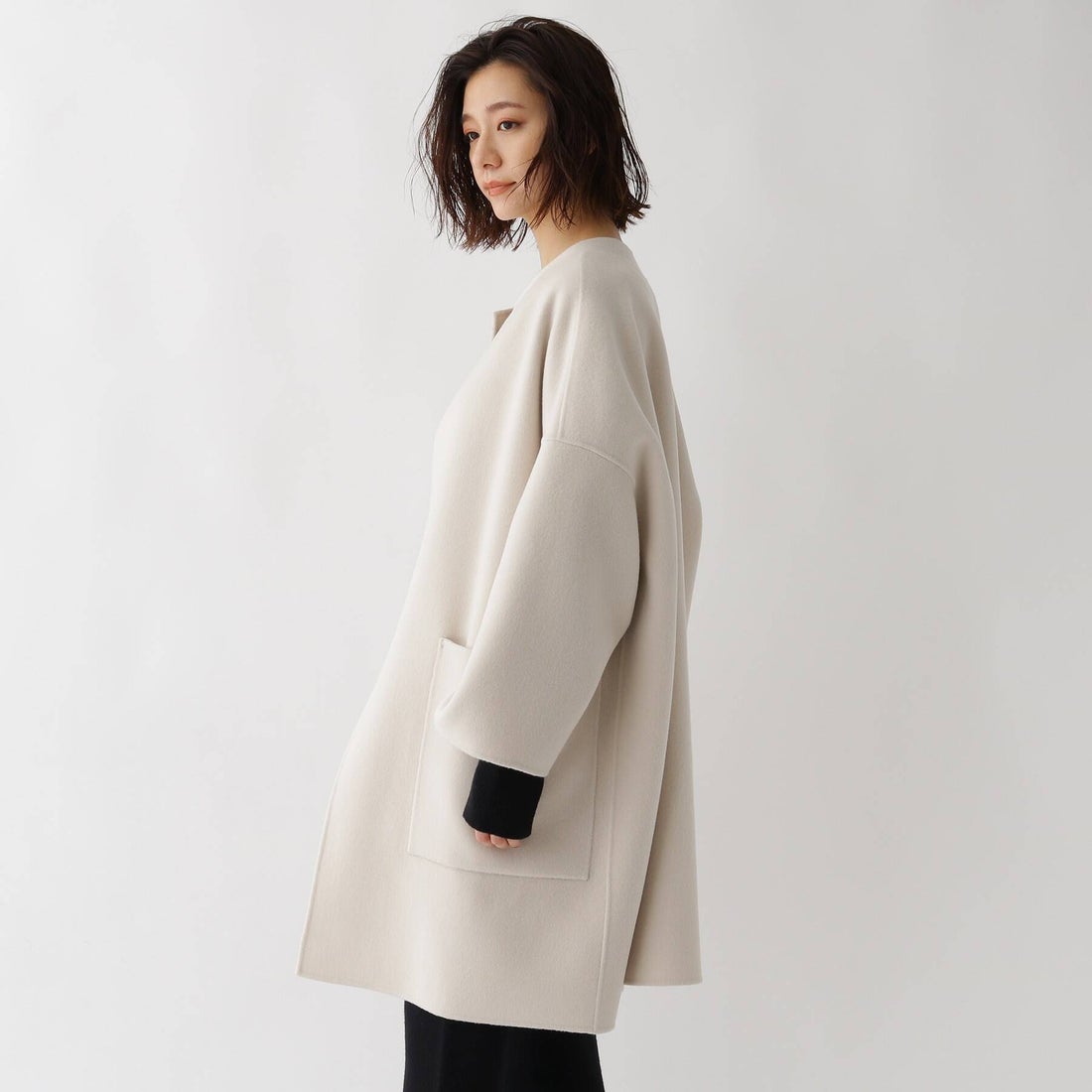 ドレステリア Dressterior ノーカラー リバーショートコート ナチュラル ファッション通販 Fashion Walker In Locondo