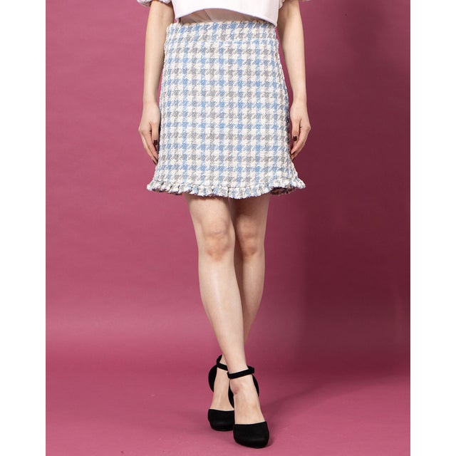 
                    Weave Away Tweed Mini Skirt （BLUE）