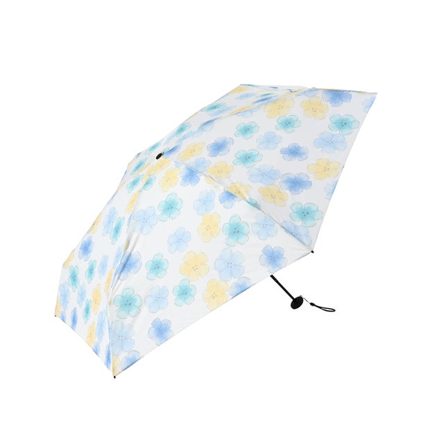 
                    傘 折りたたみ傘 晴雨兼用 レディース 花柄 （ブルー）
