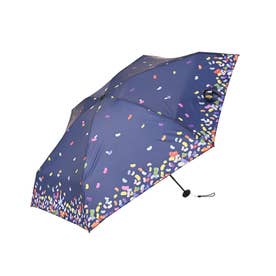 傘 折りたたみ傘 晴雨兼用 レディース 花柄 （ネイビー）