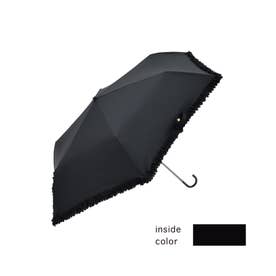 傘 折りたたみ傘 日傘 フリル 晴雨兼用 （ブラック）