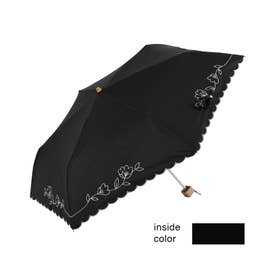 傘 折りたたみ傘 晴雨兼用 日傘 刺繍 （ブラック）
