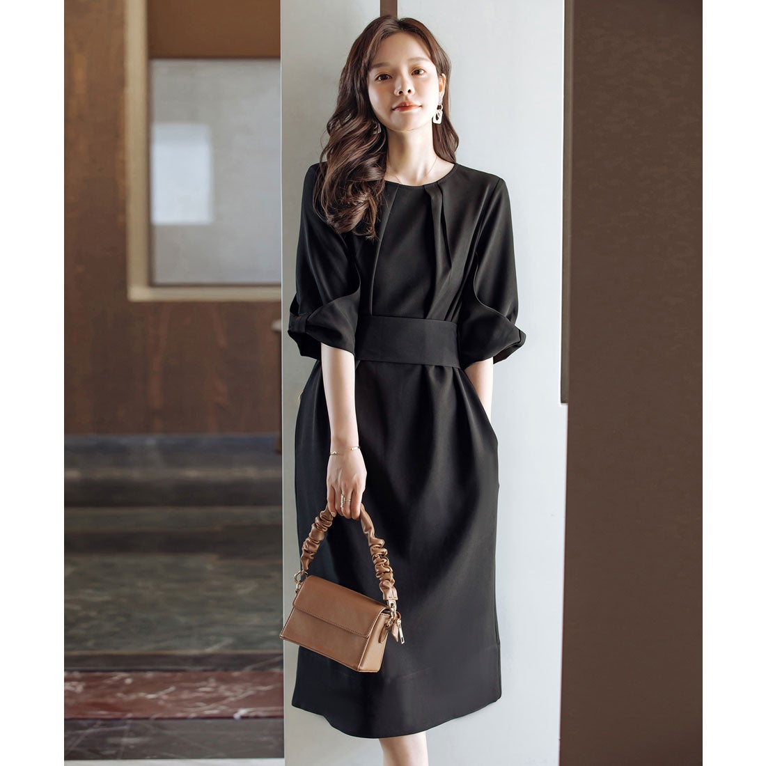 ドレスプラス DRESS+ コクーンワンピースドレス （ブラック 