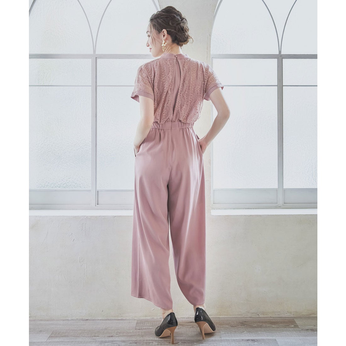 ドレスプラス DRESS+ ジャンプスーツ パンツドレス ポケット付き 結婚式 （ピンク） -ファッション通販 FASHION WALKER