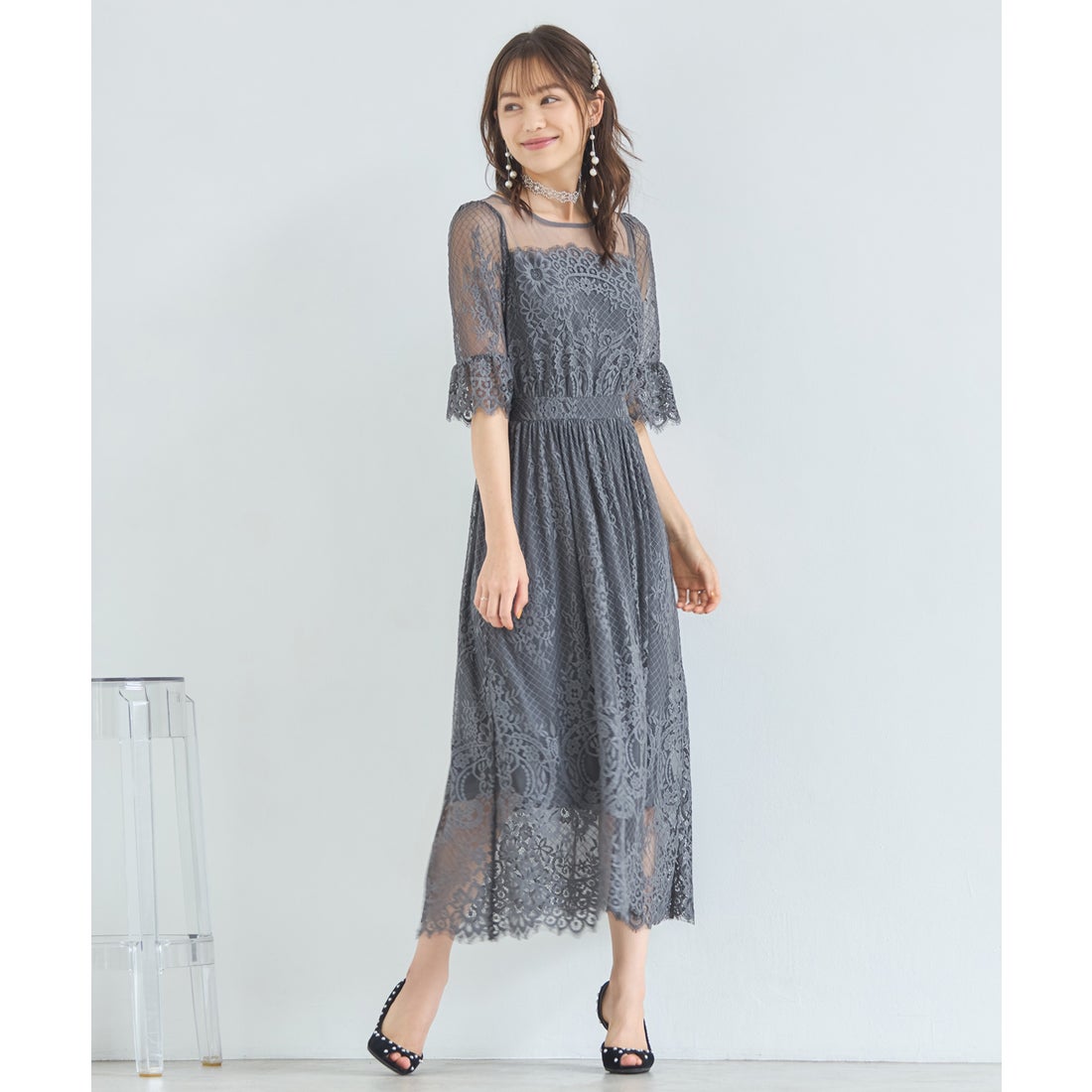 ドレスプラス DRESS+ ワンピース ドレス レース チュール フレア A