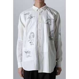 BEASTS EMBROIDERED SHIRT （WHITE/RED STITCH）