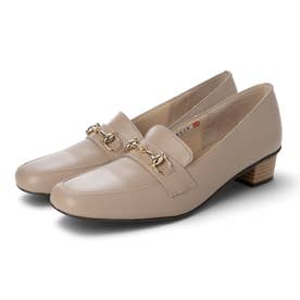 柔らかレザー 楽ちんローヒールコンフォート バックル パンプス （オーク）