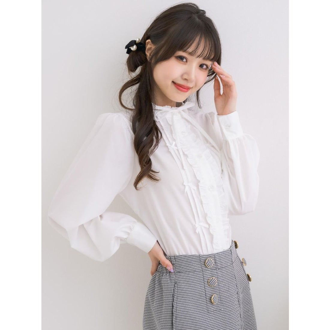 dd sheer frill ribbon blouse white ribonn frill blouse