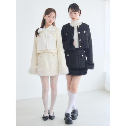 【セットアップ対応】Fファー付ツイードジャケット （BLK1）｜詳細画像
