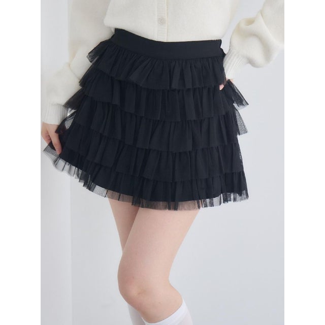 チュールミニスカート （BLK1）
