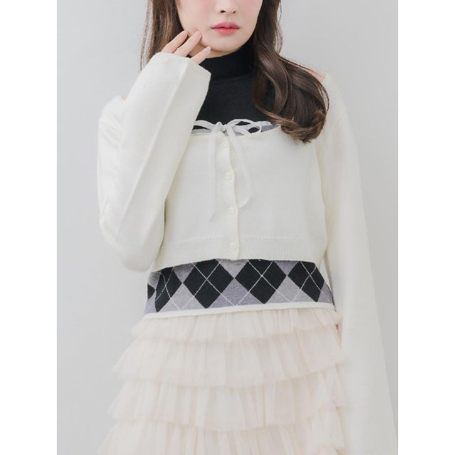 【セットアイテム】アーガイルニット＆ボレロSET （BLK1）