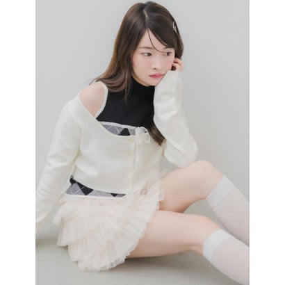 【セットアイテム】アーガイルニット＆ボレロSET （WHT4）｜詳細画像