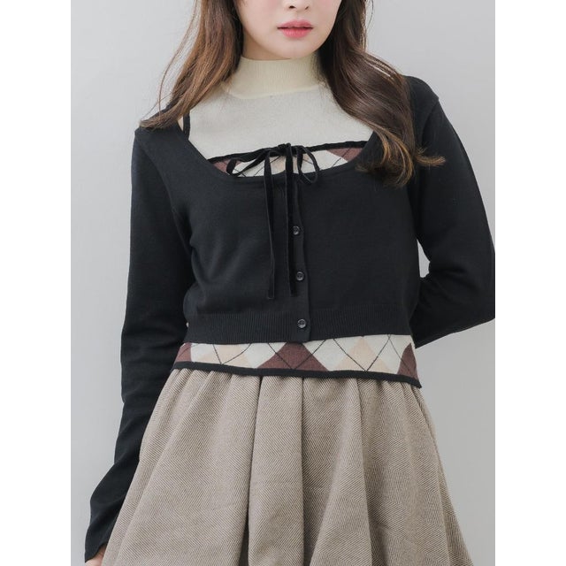 【セットアイテム】アーガイルニット＆ボレロSET （WHT4）