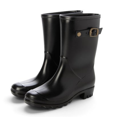 レインブーツ レディース ブーツ 防水 防滑 ミドル丈 レインシューズ ミドルブーツ 長靴 雨靴 ラバー ロングブーツ エンジニアブーツ 美脚 脚長 婦人靴 ERA. （ブラック）｜詳細画像