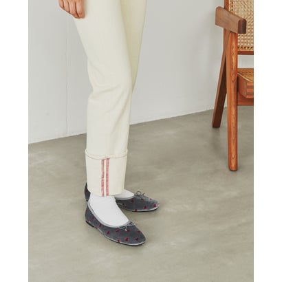 【26AW】エマ フランシス Emma Francis ハートフロッキー バレエシューズ （グレー ベルベット）｜詳細画像