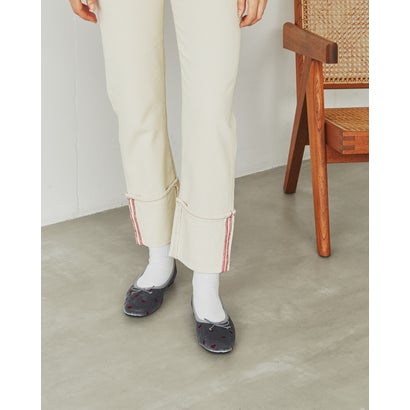 【26AW】エマ フランシス Emma Francis ハートフロッキー バレエシューズ （グレー ベルベット）｜詳細画像