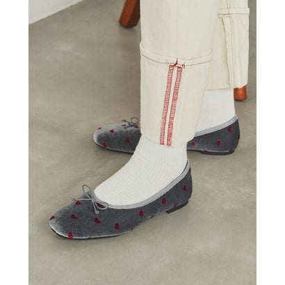 【26AW】エマ フランシス Emma Francis ハートフロッキー バレエシューズ （グレー ベルベット）｜詳細画像