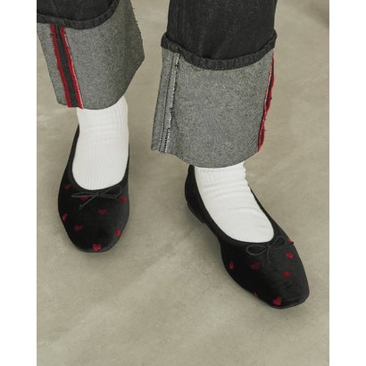 【26AW】エマ フランシス Emma Francis ハートフロッキー バレエシューズ （ブラック ベルベット）｜詳細画像